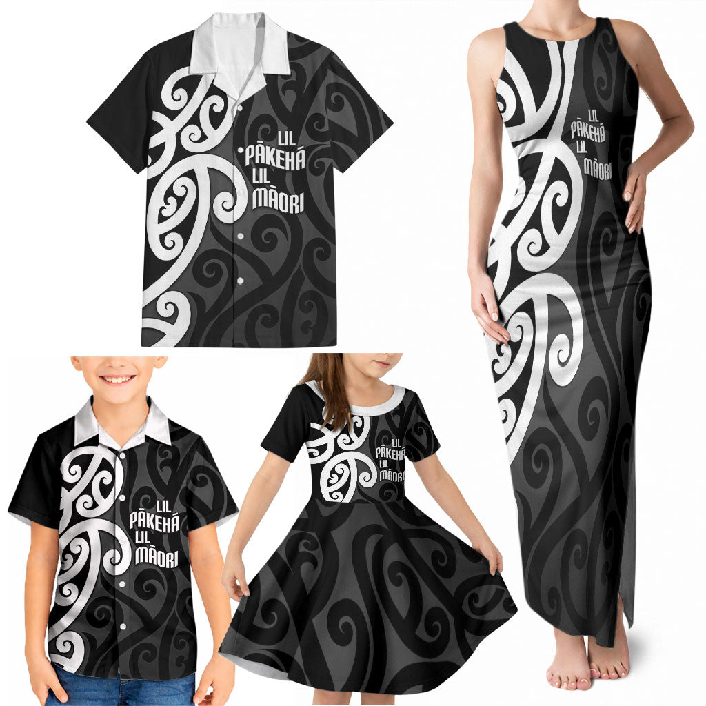 Lil Pakeha Lil Maori New Zealand Family Matching Tank Maxi Dress and Hawaiian Shirt Kiwi Proud Mangopare Pattern