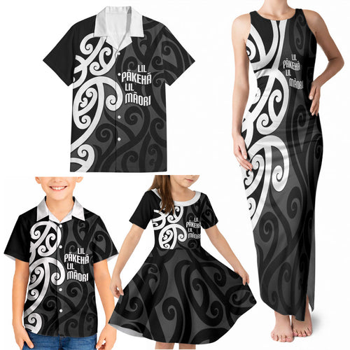 Lil Pakeha Lil Maori New Zealand Family Matching Tank Maxi Dress and Hawaiian Shirt Kiwi Proud Mangopare Pattern