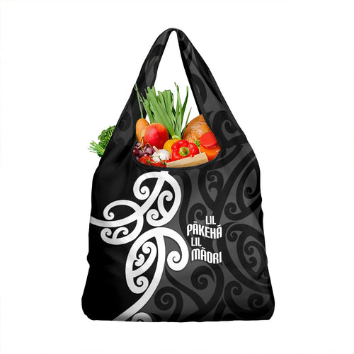 Lil Pakeha Lil Maori New Zealand Grocery Bag Kiwi Proud Mangopare Pattern