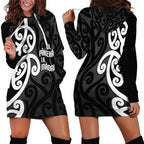 Lil Pakeha Lil Maori New Zealand Hoodie Dress Kiwi Proud Mangopare Pattern