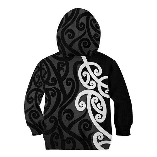 Lil Pakeha Lil Maori New Zealand Kid Hoodie Kiwi Proud Mangopare Pattern