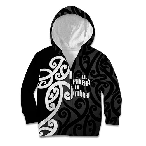 Lil Pakeha Lil Maori New Zealand Kid Hoodie Kiwi Proud Mangopare Pattern