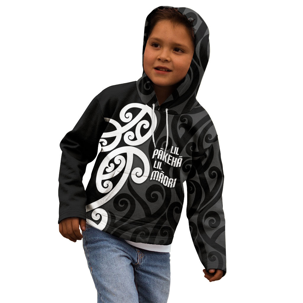 Lil Pakeha Lil Maori New Zealand Kid Hoodie Kiwi Proud Mangopare Pattern