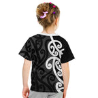 Lil Pakeha Lil Maori New Zealand Kid T Shirt Kiwi Proud Mangopare Pattern