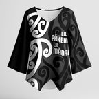 Lil Pakeha Lil Maori New Zealand Kimono Sleeve Blouse Kiwi Proud Mangopare Pattern