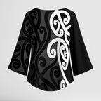 Lil Pakeha Lil Maori New Zealand Kimono Sleeve Blouse Kiwi Proud Mangopare Pattern