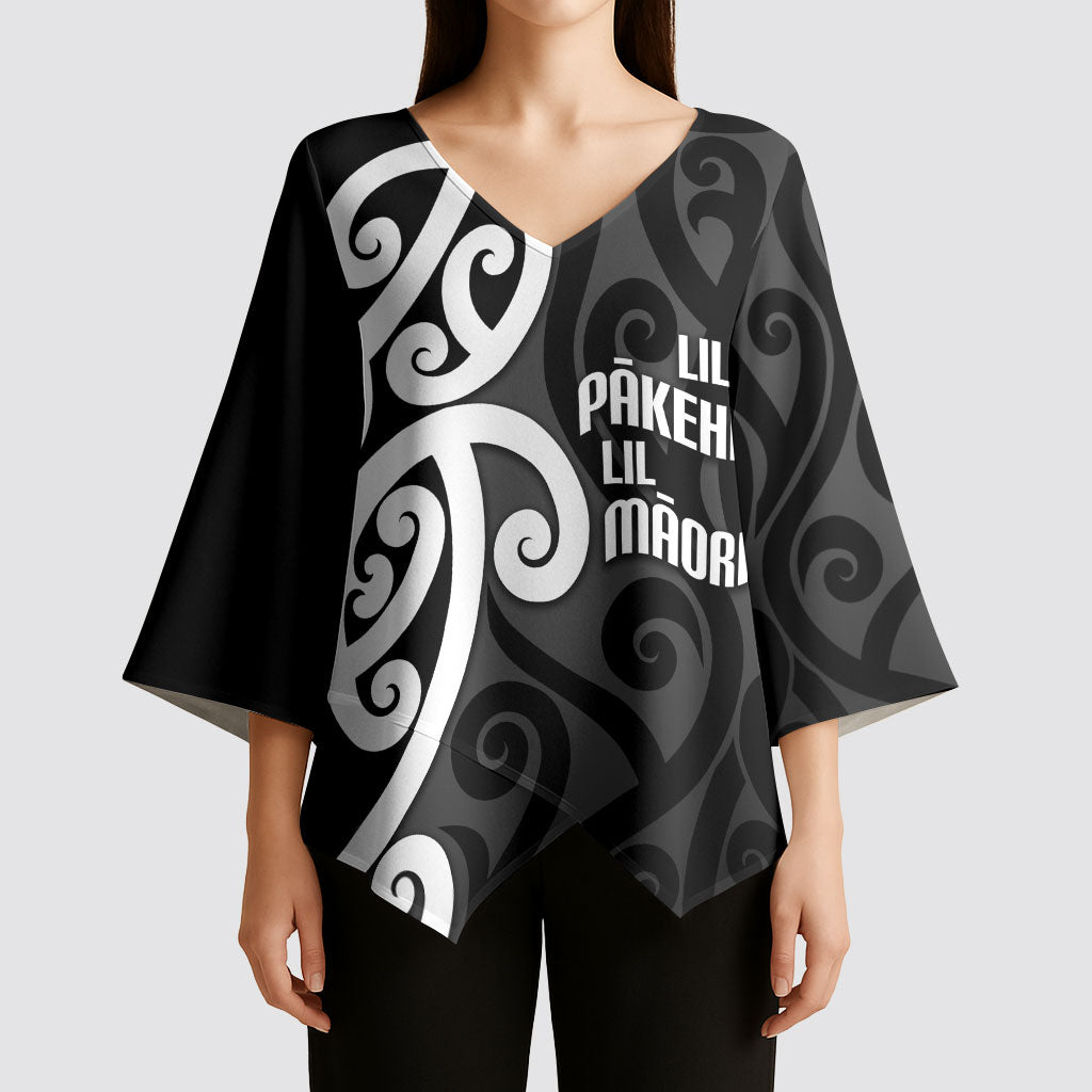 Lil Pakeha Lil Maori New Zealand Kimono Sleeve Blouse Kiwi Proud Mangopare Pattern
