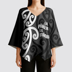 Lil Pakeha Lil Maori New Zealand Kimono Sleeve Blouse Kiwi Proud Mangopare Pattern