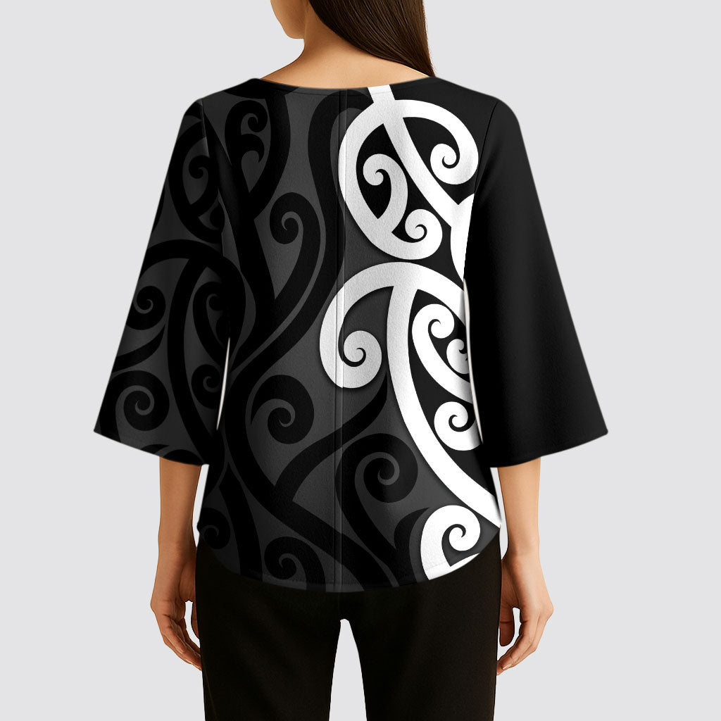 Lil Pakeha Lil Maori New Zealand Kimono Sleeve Blouse Kiwi Proud Mangopare Pattern