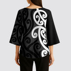 Lil Pakeha Lil Maori New Zealand Kimono Sleeve Blouse Kiwi Proud Mangopare Pattern