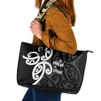 Lil Pakeha Lil Maori New Zealand Leather Tote Bag Kiwi Proud Mangopare Pattern