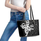 Lil Pakeha Lil Maori New Zealand Leather Tote Bag Kiwi Proud Mangopare Pattern