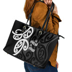 Lil Pakeha Lil Maori New Zealand Leather Tote Bag Kiwi Proud Mangopare Pattern