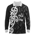 Lil Pakeha Lil Maori New Zealand Long Sleeve Polo Shirt Kiwi Proud Mangopare Pattern