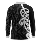 Lil Pakeha Lil Maori New Zealand Long Sleeve Polo Shirt Kiwi Proud Mangopare Pattern