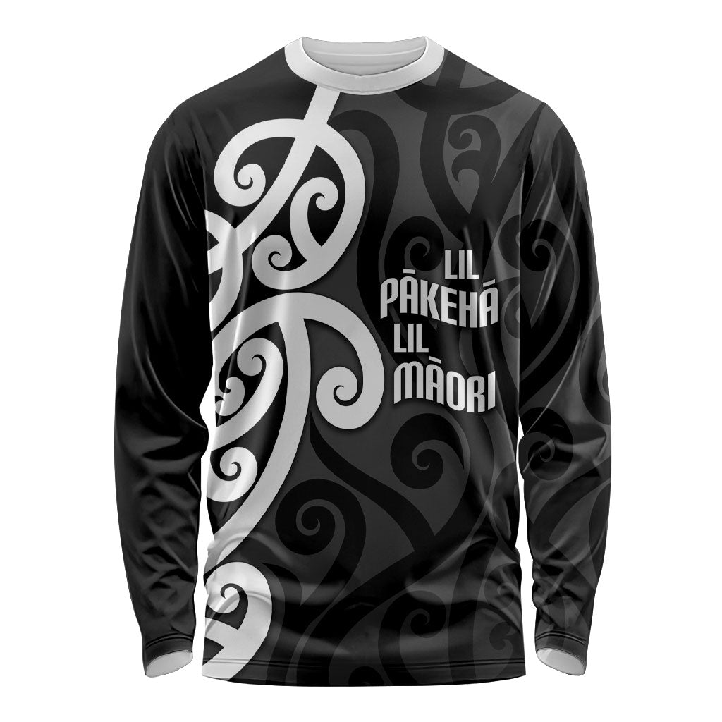 Lil Pakeha Lil Maori New Zealand Long Sleeve Shirt Kiwi Proud Mangopare Pattern