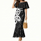 Lil Pakeha Lil Maori New Zealand Mermaid Dress Kiwi Proud Mangopare Pattern