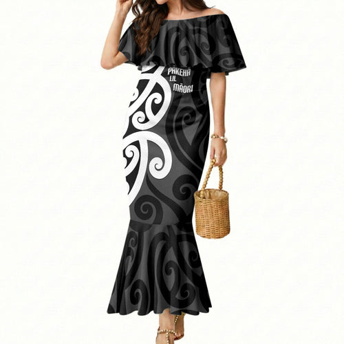 Lil Pakeha Lil Maori New Zealand Mermaid Dress Kiwi Proud Mangopare Pattern