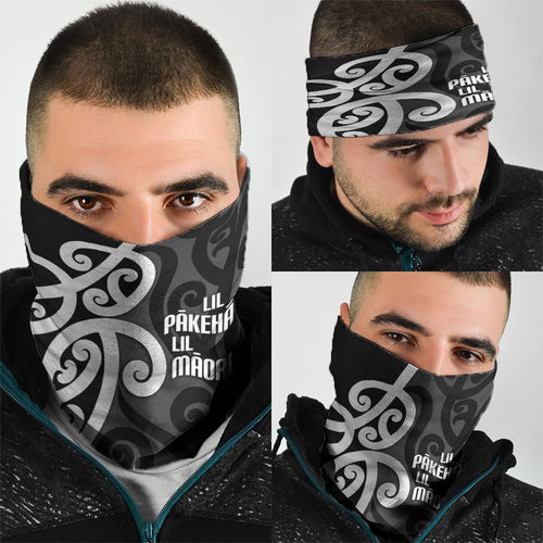 Lil Pakeha Lil Maori New Zealand Neck Gaiter Kiwi Proud Mangopare Pattern