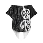 Lil Pakeha Lil Maori New Zealand Off Shoulder Wrap Waist Top Kiwi Proud Mangopare Pattern