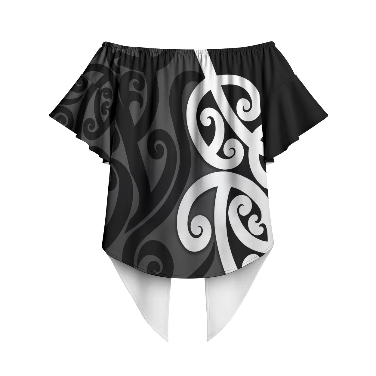 Lil Pakeha Lil Maori New Zealand Off Shoulder Wrap Waist Top Kiwi Proud Mangopare Pattern