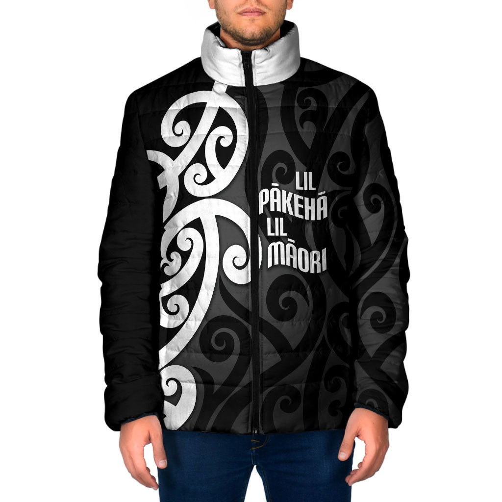 Lil Pakeha Lil Maori New Zealand Padded Jacket Kiwi Proud Mangopare Pattern