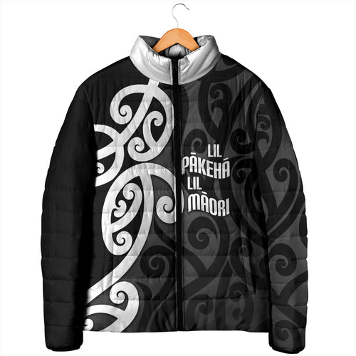 Lil Pakeha Lil Maori New Zealand Padded Jacket Kiwi Proud Mangopare Pattern