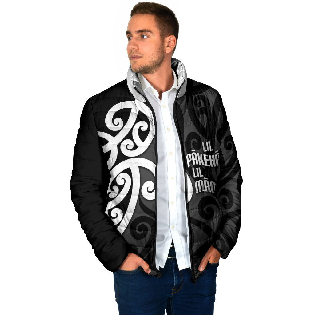 Lil Pakeha Lil Maori New Zealand Padded Jacket Kiwi Proud Mangopare Pattern