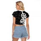 Lil Pakeha Lil Maori New Zealand Raglan Cropped T Shirt Kiwi Proud Mangopare Pattern
