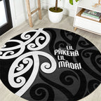 Lil Pakeha Lil Maori New Zealand Round Carpet Kiwi Proud Mangopare Pattern
