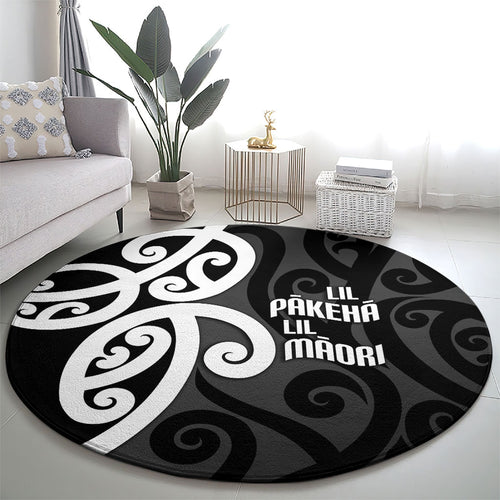 Lil Pakeha Lil Maori New Zealand Round Carpet Kiwi Proud Mangopare Pattern