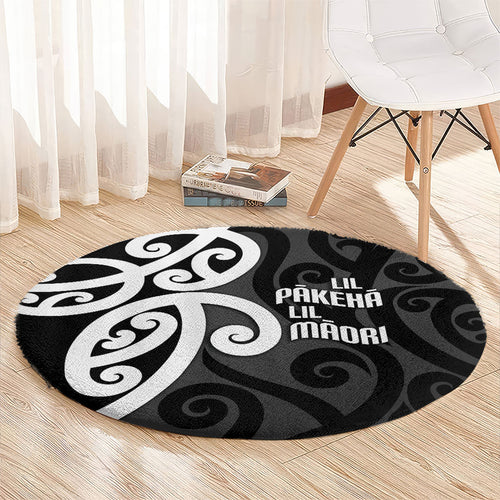 Lil Pakeha Lil Maori New Zealand Round Carpet Kiwi Proud Mangopare Pattern
