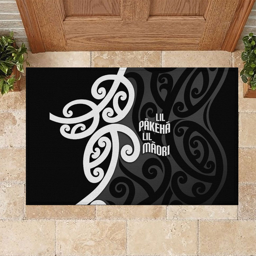 Lil Pakeha Lil Maori New Zealand Rubber Doormat Kiwi Proud Mangopare Pattern
