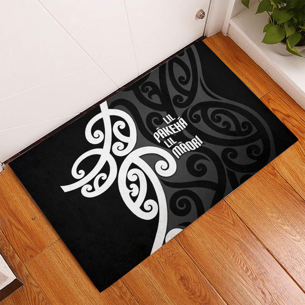 Lil Pakeha Lil Maori New Zealand Rubber Doormat Kiwi Proud Mangopare Pattern