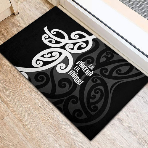 Lil Pakeha Lil Maori New Zealand Rubber Doormat Kiwi Proud Mangopare Pattern