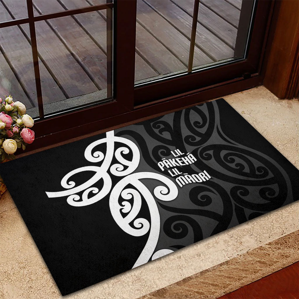 Lil Pakeha Lil Maori New Zealand Rubber Doormat Kiwi Proud Mangopare Pattern