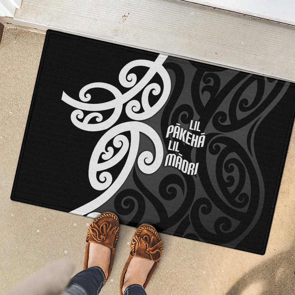 Lil Pakeha Lil Maori New Zealand Rubber Doormat Kiwi Proud Mangopare Pattern