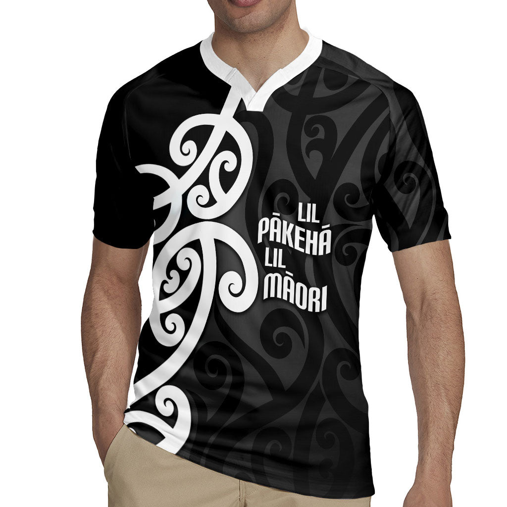 Lil Pakeha Lil Maori New Zealand Rugby Jersey Kiwi Proud Mangopare Pattern