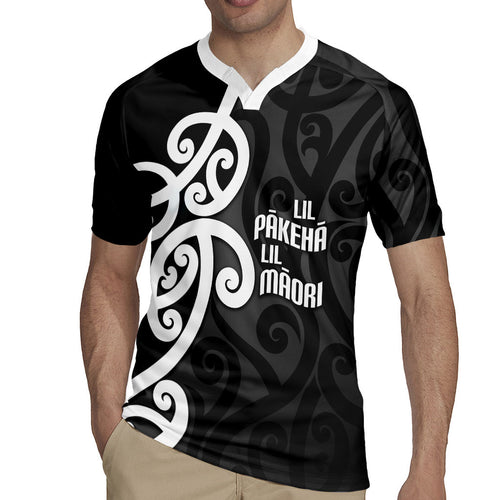 Lil Pakeha Lil Maori New Zealand Rugby Jersey Kiwi Proud Mangopare Pattern