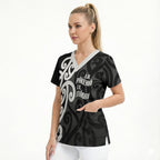 Lil Pakeha Lil Maori New Zealand Scrub Top Kiwi Proud Mangopare Pattern