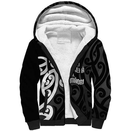 Lil Pakeha Lil Maori New Zealand Sherpa Hoodie Kiwi Proud Mangopare Pattern