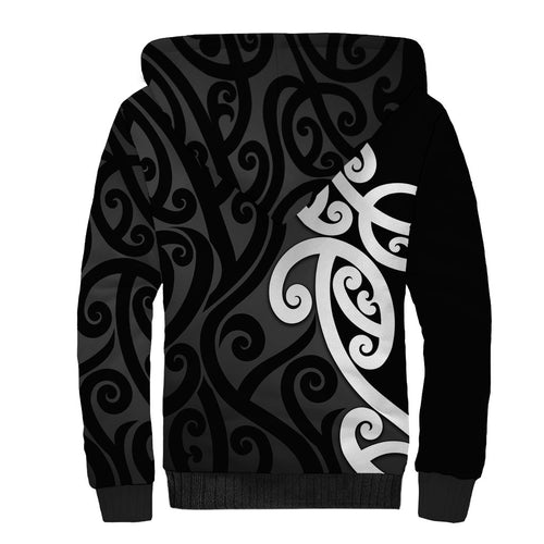 Lil Pakeha Lil Maori New Zealand Sherpa Hoodie Kiwi Proud Mangopare Pattern