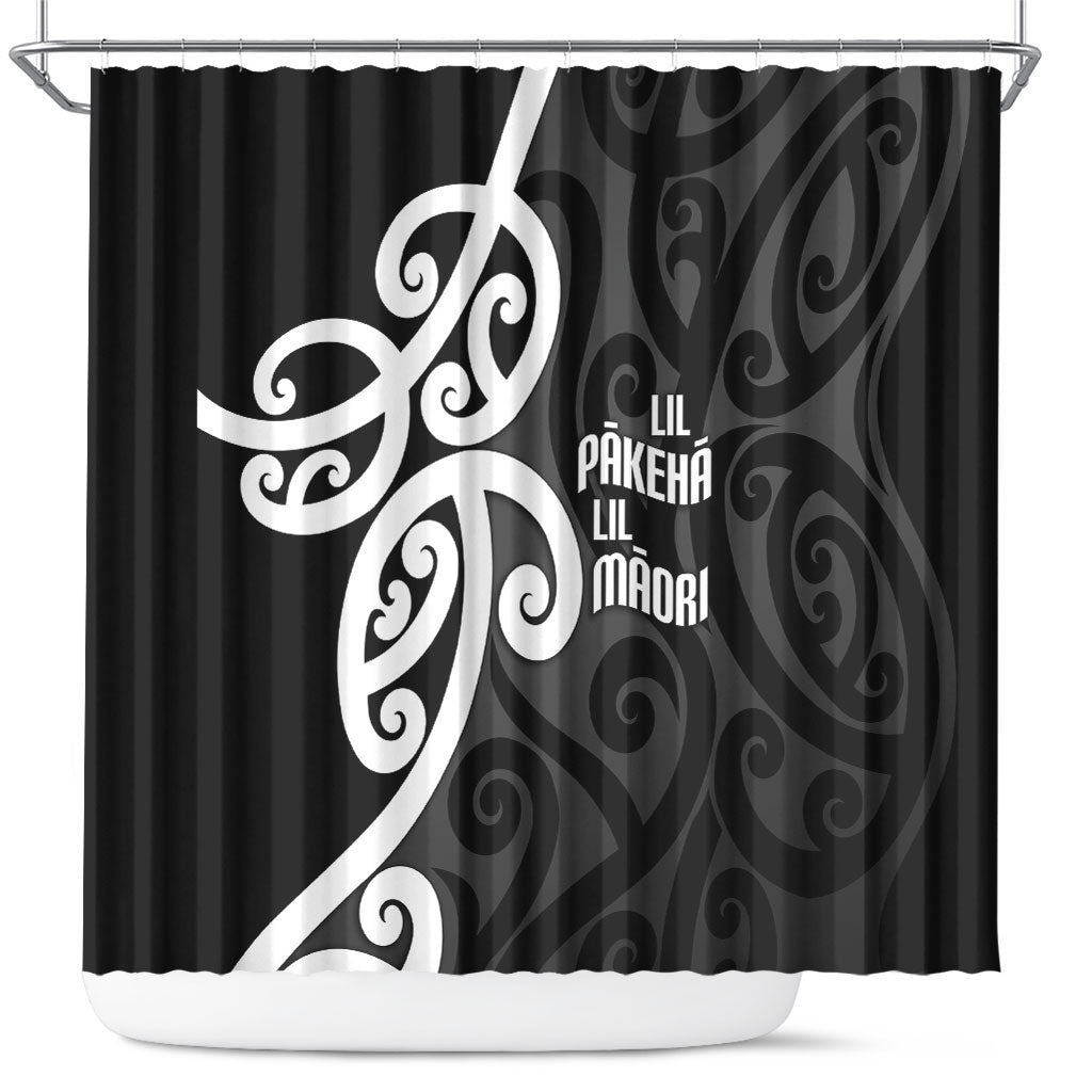 Lil Pakeha Lil Maori New Zealand Shower Curtain Kiwi Proud Mangopare Pattern