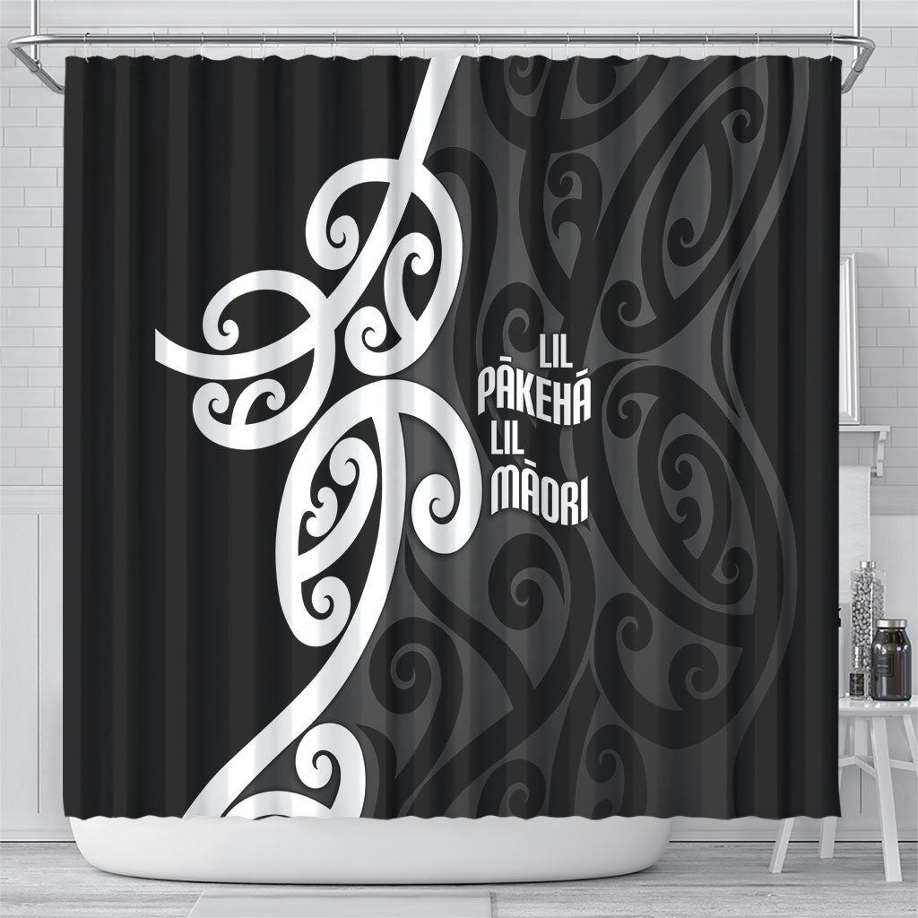 Lil Pakeha Lil Maori New Zealand Shower Curtain Kiwi Proud Mangopare Pattern
