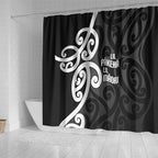 Lil Pakeha Lil Maori New Zealand Shower Curtain Kiwi Proud Mangopare Pattern