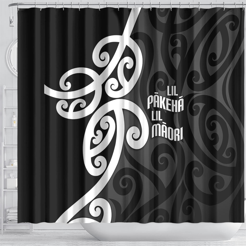 Lil Pakeha Lil Maori New Zealand Shower Curtain Kiwi Proud Mangopare Pattern