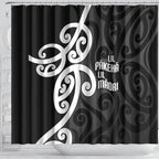 Lil Pakeha Lil Maori New Zealand Shower Curtain Kiwi Proud Mangopare Pattern