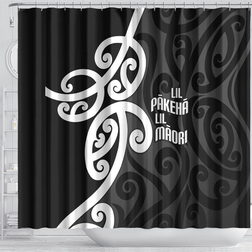 Lil Pakeha Lil Maori New Zealand Shower Curtain Kiwi Proud Mangopare Pattern