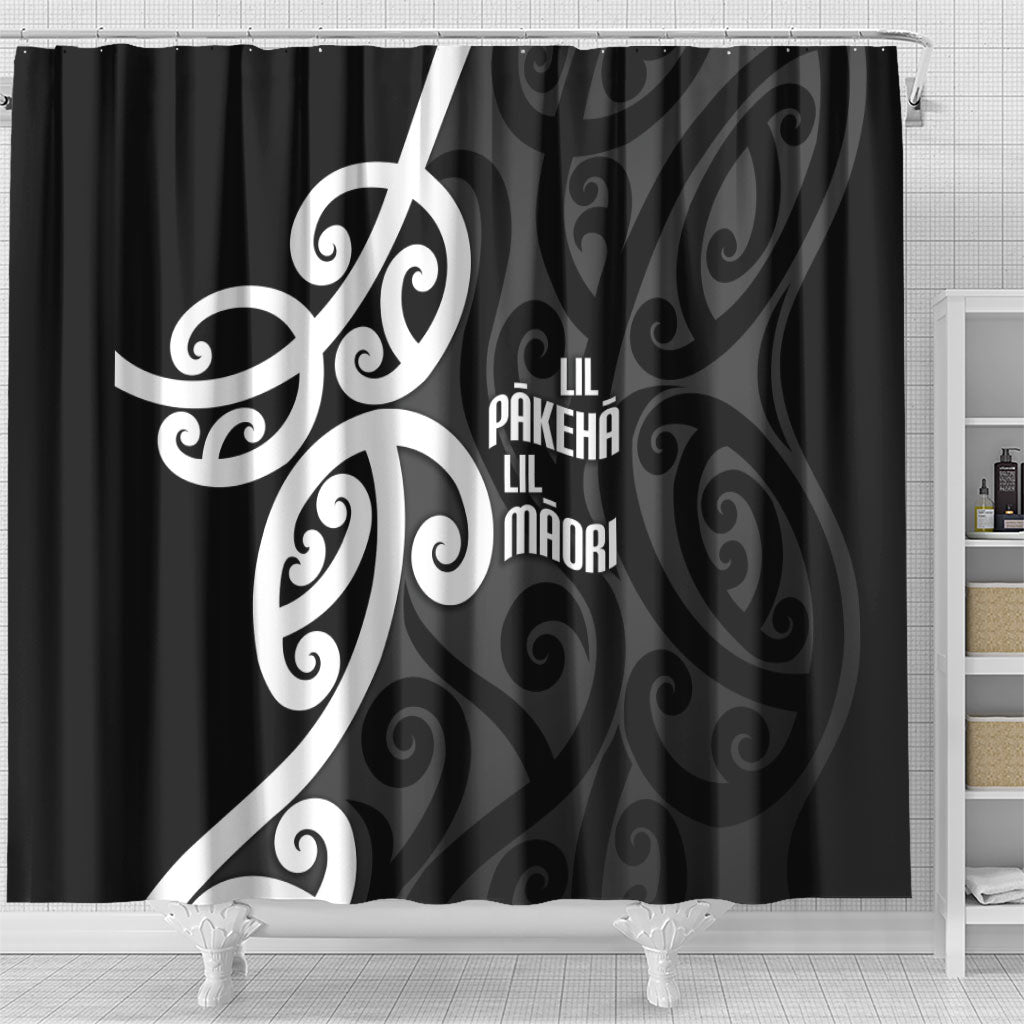 Lil Pakeha Lil Maori New Zealand Shower Curtain Kiwi Proud Mangopare Pattern
