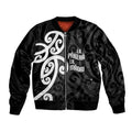 Lil Pakeha Lil Maori New Zealand Sleeve Zip Bomber Jacket Kiwi Proud Mangopare Pattern